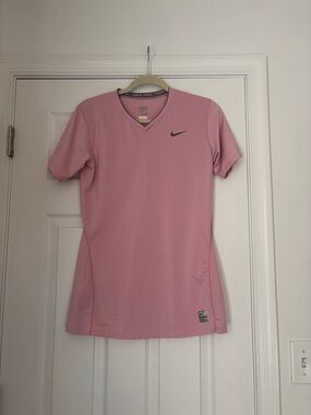 Nike Women's Pink V-Neck Short Sleeve Performance Tee